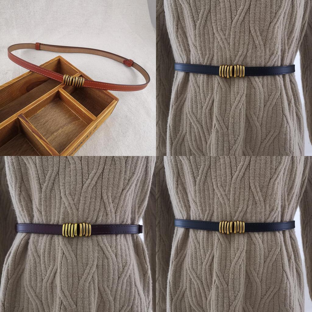 Leather Waist Belt For Women Summer Fashion Slim Genuine Leather With Gold Buckle For Dress And Casual Wear