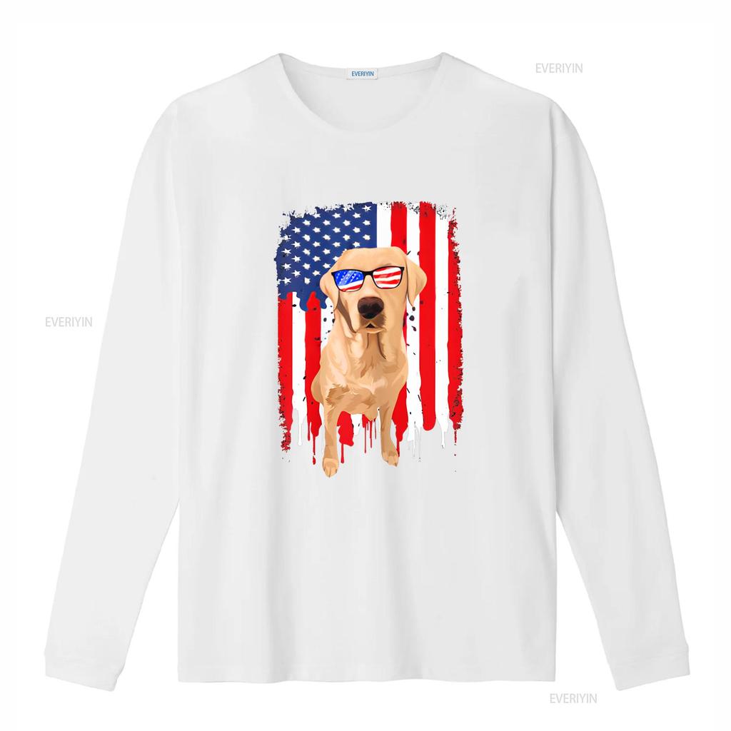 Labrador Retriever T Shirt Independence Day 4th July USA Flag Vintage Washed Graphic Breathable Slightly Streetwear Homme