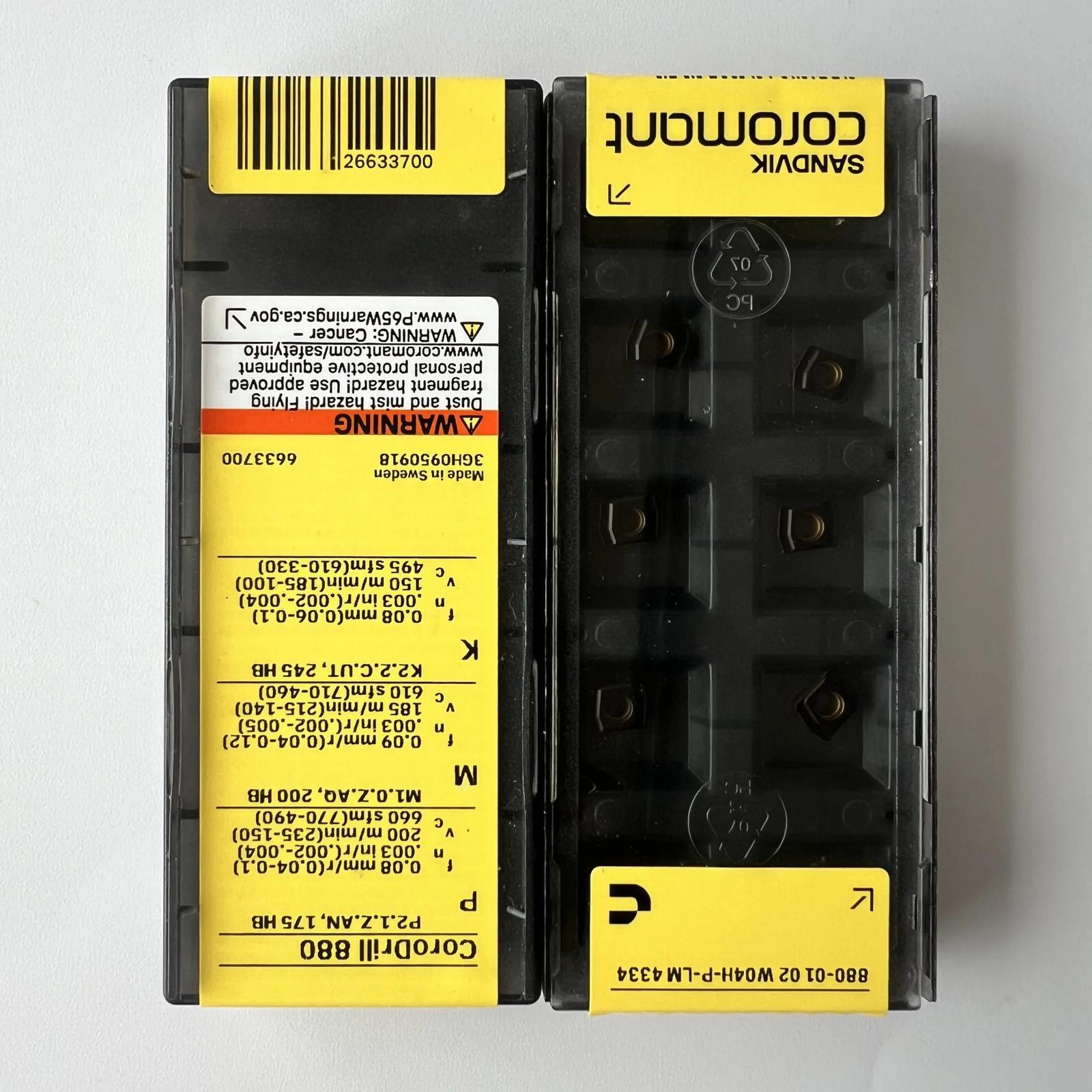 

SANDVIK / 880-0102W04H-P-LM 4334 / Industrial indexable Carbide Inserts 10 Pcs