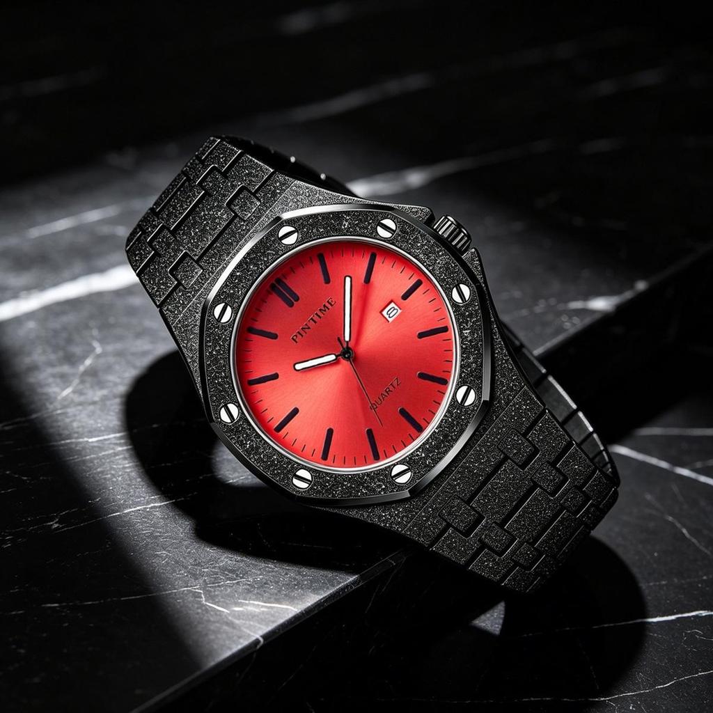 Mens Luminous Waterproof Watch Octagonal Analog Quartz Wrist Watch with Date Display