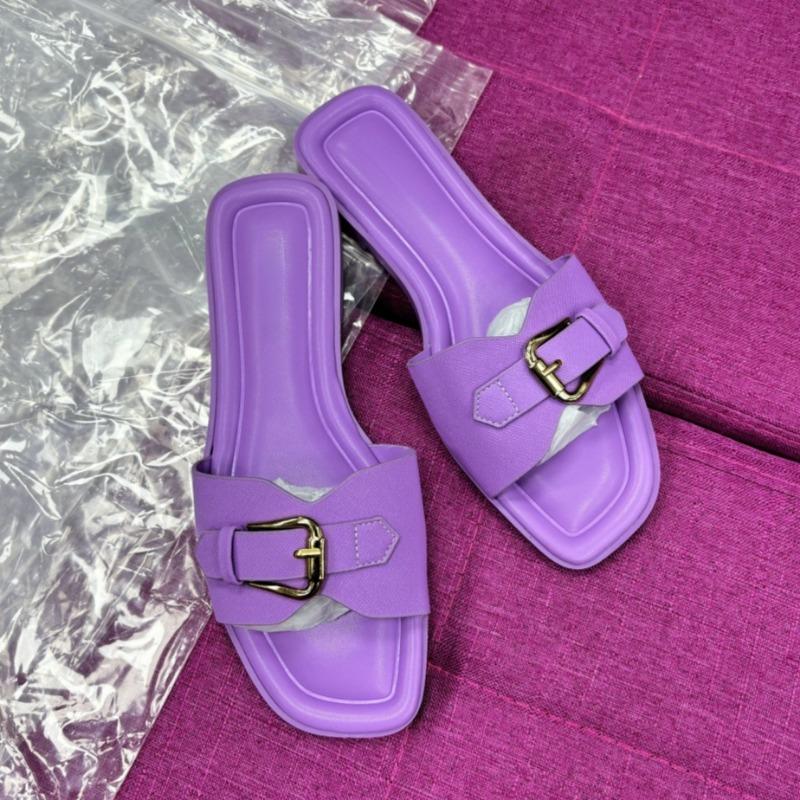 Fashion Trendy Flat Slides for Women Various Colors Metal Buckle Strap 2025 Summer Beach Trips Shoes Daily Outdoor Female Slippers