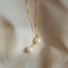 Gold Plated Pearl Threader Earrings, Delicate Long Chain Drop Earrings for Women