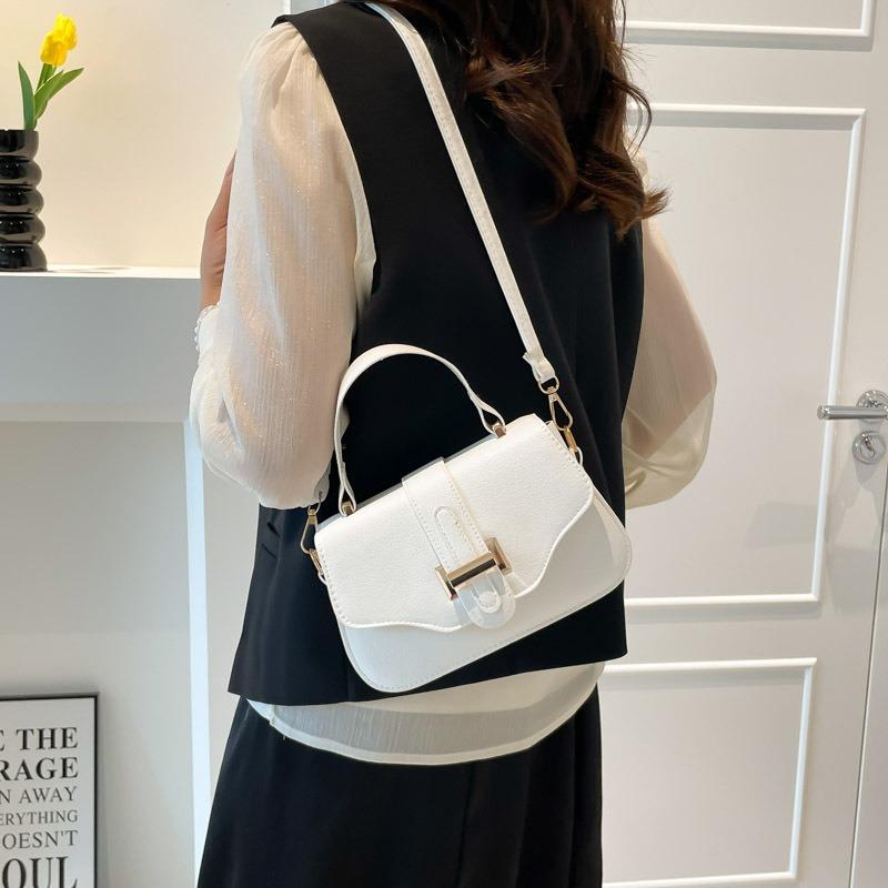 Casual Simplicity Fashion New Texture Solid Color Retro Trend One Shoulder Portable Crossbody Small Square Bag Women