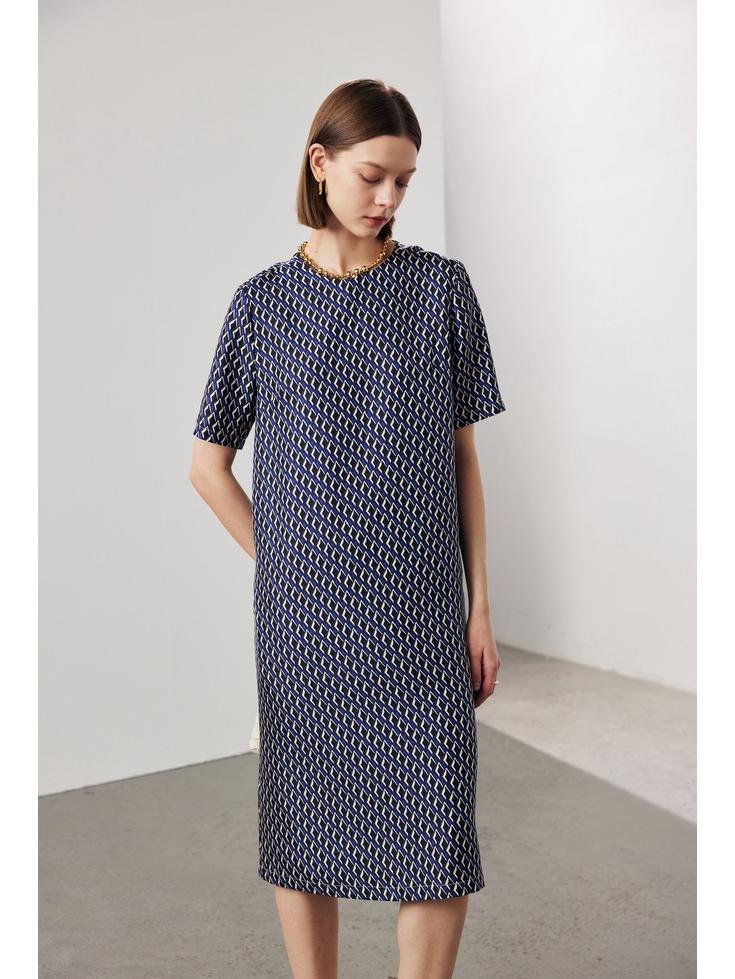 Damska sukienka z krótkim rękawem z jedwabiu - 2025 Wiosna/Lato, Nowy Twill Silk, Chiński styl, Spódnica z 100% jedwabiu morwowego