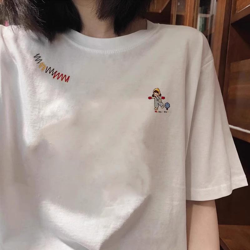 

Ретро Японский Sle Чистый Хлопок Орт Све Футболка Женская Летняя Дизайн Свободный Большой Бренд Топ Модный Принт Повседневный Для Поездок 3XL