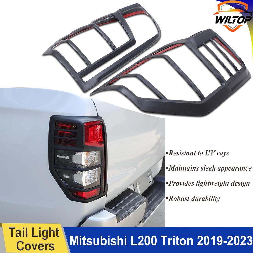 Mattschwarze Rückleuchtenabdeckungen für Mitsubishi L200 Triton 2019-2025 Schutzabdeckung Außen ABS Lampenhaube Auto Außen Zubehör