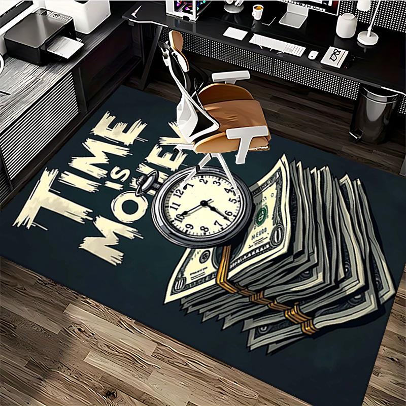 1pc Time Is Money: Office Chair Mat - Non-Slip Carpet for Desk, Perfect Gift for Home or Workplace Decor.P048