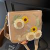 New Design Niche Embroidery Three-dimensional Sunflower Pastoral Style Bucket Bag Fashionable Foreign Style Versatile Messenger Bag Women