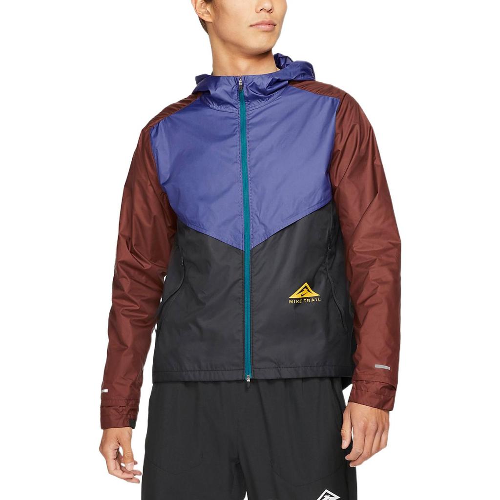 Nike Reflective Logo Color-Block Zip-Up Hooded Jacket Men Outerwear Purple Black CZ9055-510