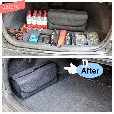 2-Pack Heavy-Duty Foldable Car Trunk Organizer with Open-Top Design - Heavy-Duty Vehicle Storage Bin, Space-Saving Organizer for