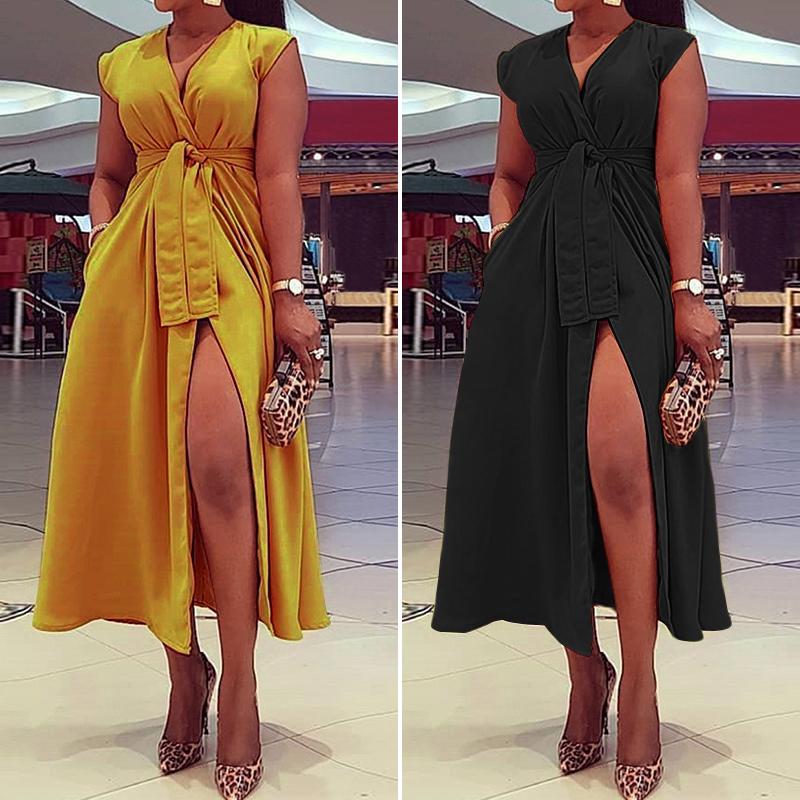 Buy VONDA Summer Women's Fashion Sexy Long Dress Women Vneck