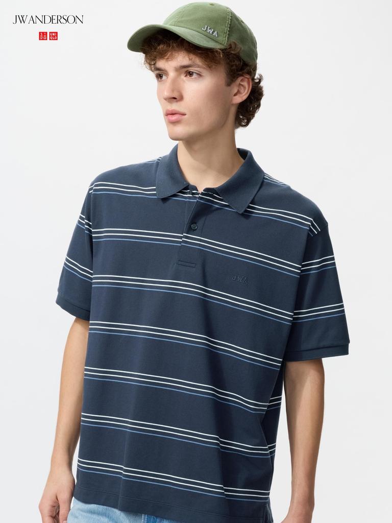 Uniqlo Japan Dry Kanoko Border Polo Shirt