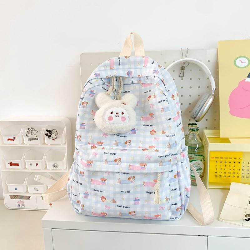 New cute flower backpack cartoon kitten student schoolbag simple casual junior high school backpack