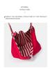 Reversible Striped Canvas Tote Bag - Korean Style, Large Capacity, Fashionable and Versatile for Everyday Use
