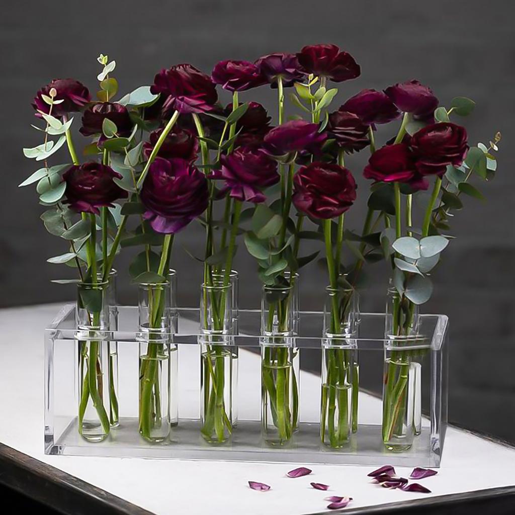 Acryl-Vasen- und Halter-Set mit herausnehmbaren Reagenzgläsern (8/12 Stück) für einzigartige Blumendisplays