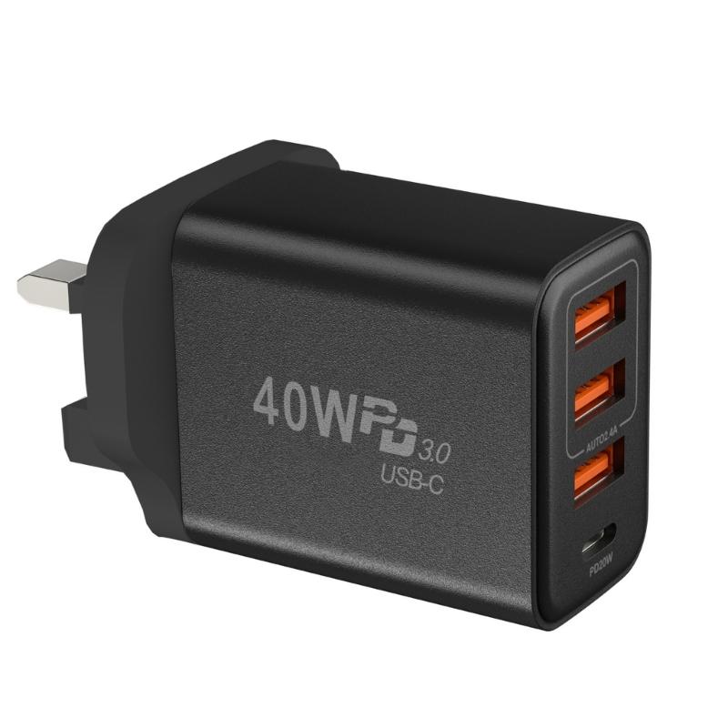 4 Συσκευές Γρήγορη 3 Θύρες USB A 1 Θύρα USB C Έξοδος 40W για Τηλέφωνα Tablets Laptops