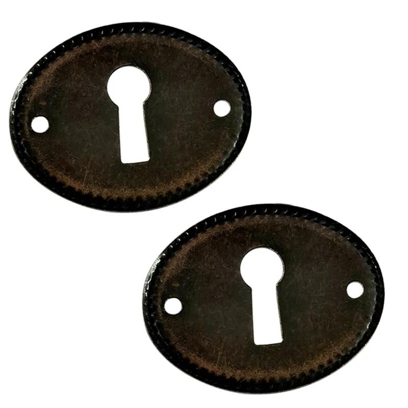 2Pcs Keyhole Cover Plate Oval Insert Furniture Key Escutcheons Door Drawer Plates Protector DIY Jewelry Making Metal Connectors