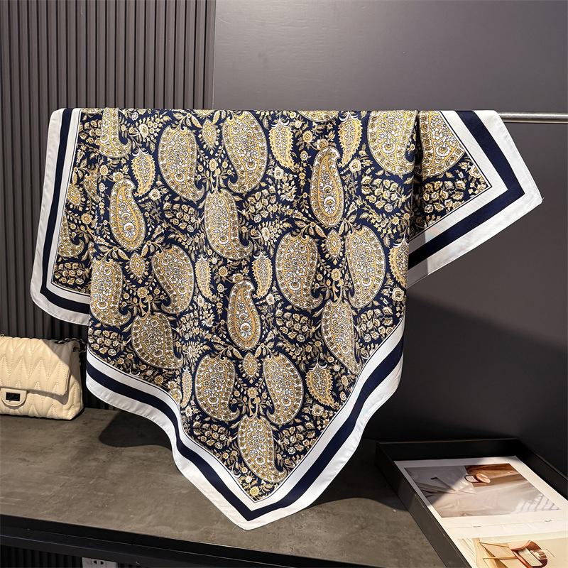 

90cm Brand Square Scarf Women Fashion Paisley Twill Silk Scarf Shawl Hijab Lady Luxury Bandana Foulard Neckerchief Head Scarf 90x90 cm