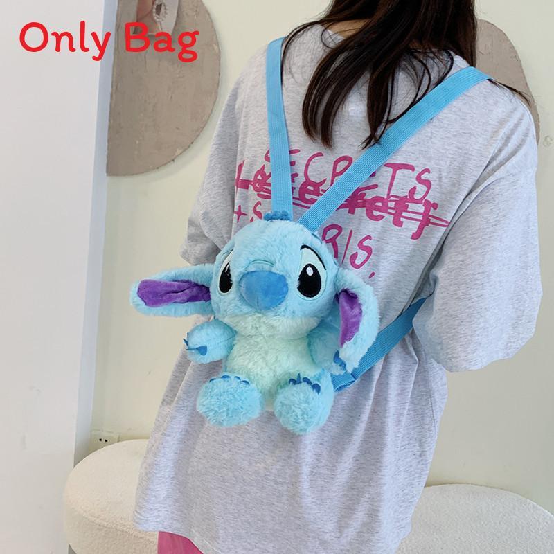 

Disney Stitch Plush Cartoon Backpack With Zipper Pocket For Casual Travel And Kids Gift StyleL