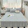 Solid color embroidery thickened bed skirt clipped with cotton soft and vertical elegant without deformation bed skirt