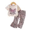 Girls' Simple Set Summer Children's Casual Round-neck Loose T-Shirt + Flared Pants Set