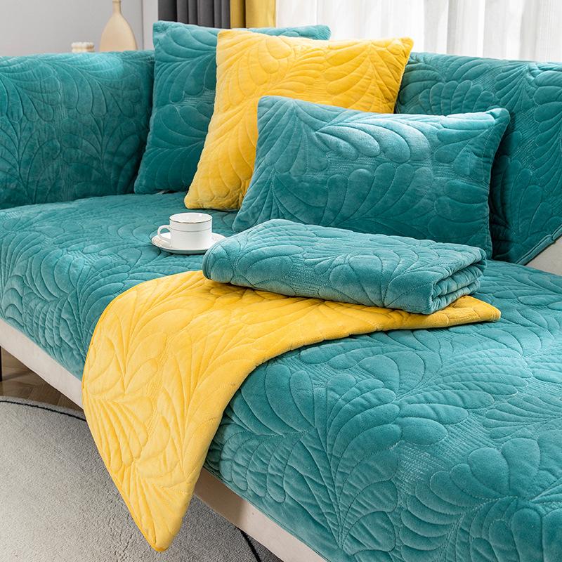 Winter Plush Sofa Cushion Four Seasons Universal Nordic High-End Thickened Cushion Simple Gray Non-Slip Back Cover Towel