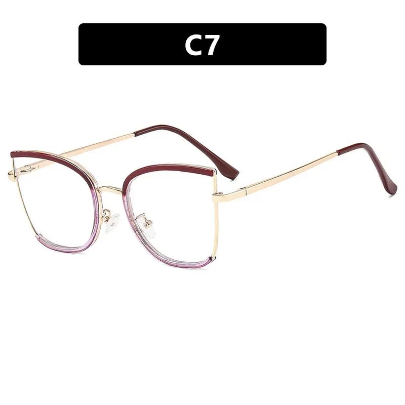  Retro Oversized Cat Eye Women Metal Glasses Frame Fashion Clear Anti-Blu-Ray Eyewear Men Optical Computer Square Frames