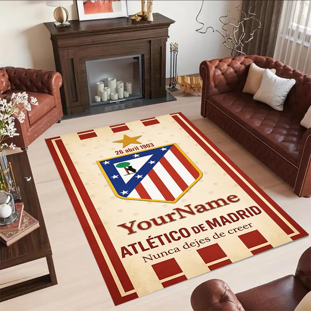 Atletico Madrid Customize Text Area Rug Perfect for Foyer Dining Room Entryway Hallway Anti-slip Rug Office home decor