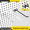 32mm Hole Spacing Pegboard Double Leg Tripod Hook for Store Display - Thickened Ornament Hanger In Silver, White, and Black.