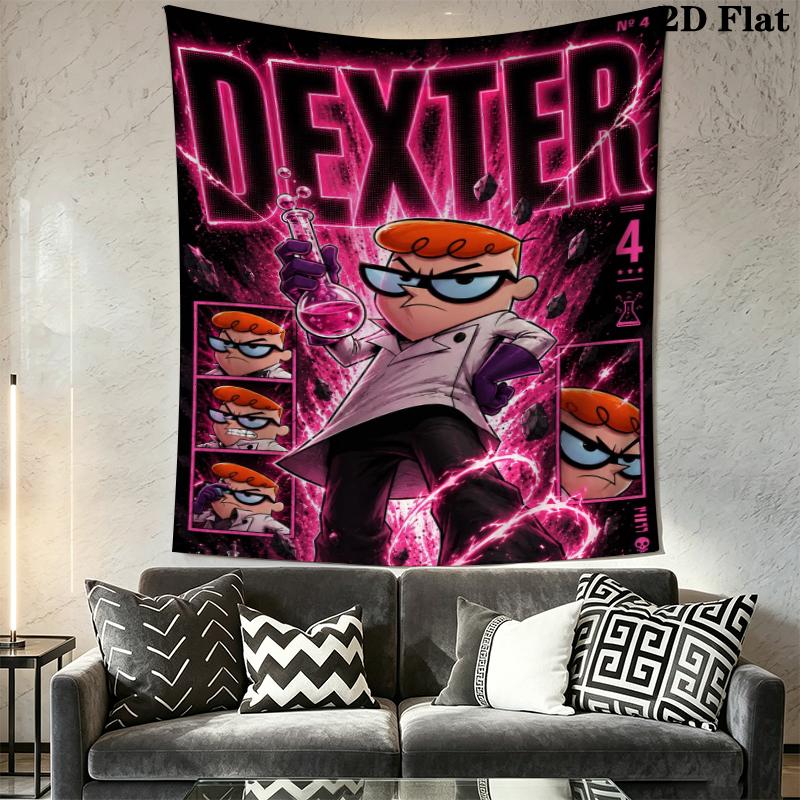 Dexter's Laboratory Wall Tapestry Aesthetic Wall Hanging Printed Fabric Blanket Decorative Tapestries for Bedroom Living Room Home Decor