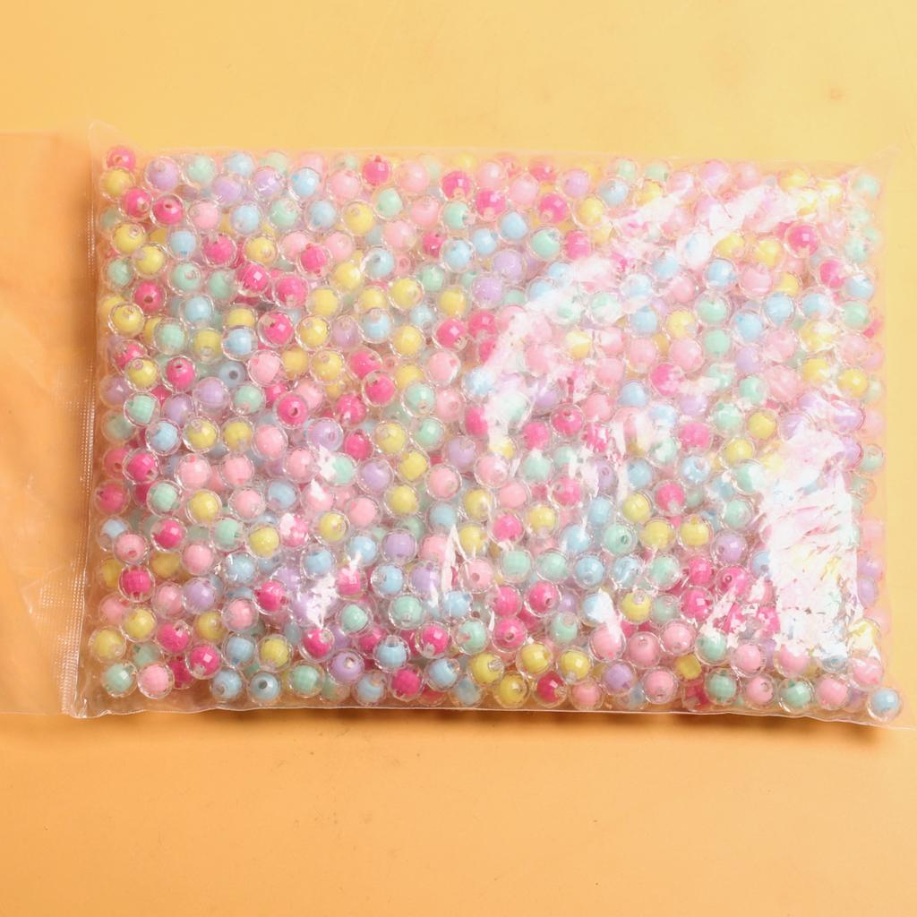 500g Round 8/10mm Transparent Acrylic Faceted DIY Jewelry Making Loose Beads Creative Sandwich Pendant Candy Color Necklace Bracelet