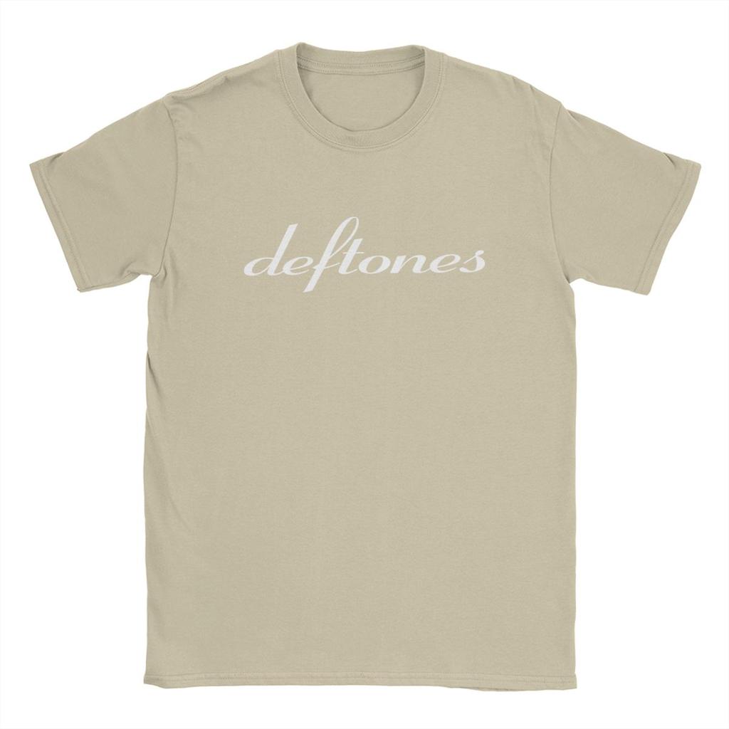 Deftones White Logo T-Shirts for Men Harajuku Gothic Japanese Vintage Cotton Tee Round Neck Short Sleeve Soft Oversized T Shirt