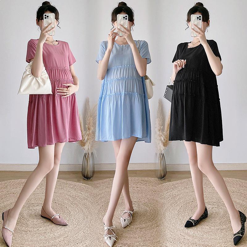 2026 Summer Stylish Maternity Short Sleeve Korean Slimming Dress