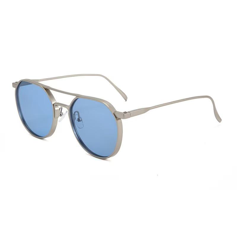 

Men s Metal Aviator Sunglasses: High-End Retro Oval Frame with Double Bridge for Driving and Sun Protection