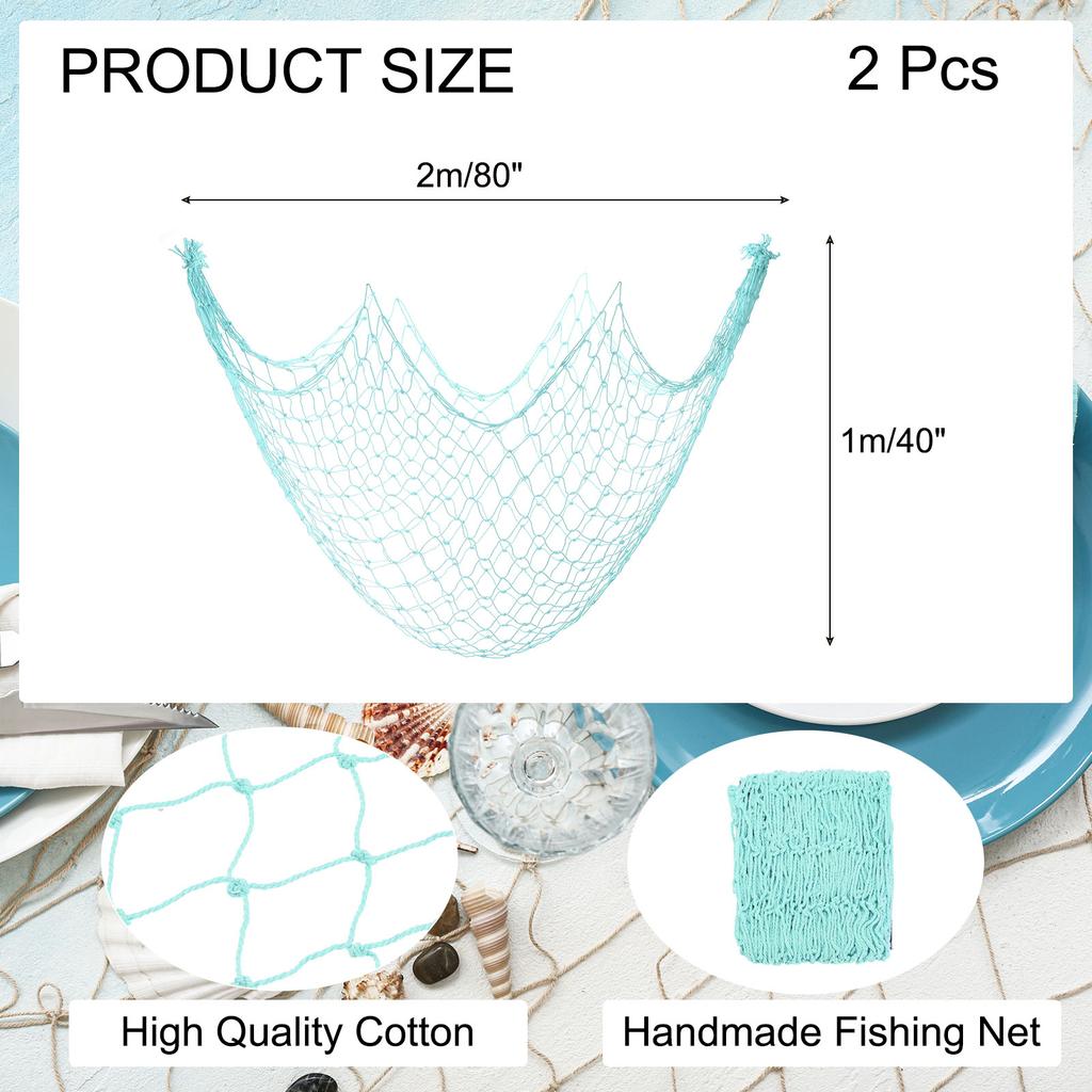 2pcs Fishing Net Wall Wall Photo Hanging Cotton Fish Net Ornament Studio Prop Room Home Decoration Stickers Themed Party 80x40"