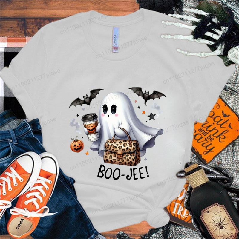 Women Cute Boo Halloween Graphic Print T-shirt for Women Girl Short Sleeve Crew Neck Casual Top for Summer Women's Tee Clothing