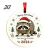 Holiday Home Decor Christmas Raccoon Acrylic Ornament, Cute Animal Hanging for Tree Unique Gift Friends Desk, Festive Decoration, Lovers Aesthetic