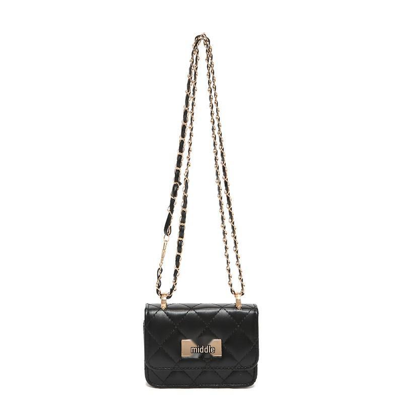 Korean Style Retro Women's Diamond Pattern Chain Crossbody Bag 2025 - Trendy Fashion Casual Small Square Shoulder Bag