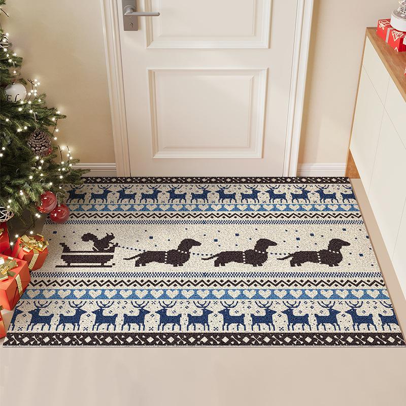 Tapete de Porta Antiderrapante com Filhote de Natal - Remove Poeira, Resistente a Manchas, Tapete de Entrada Cortável