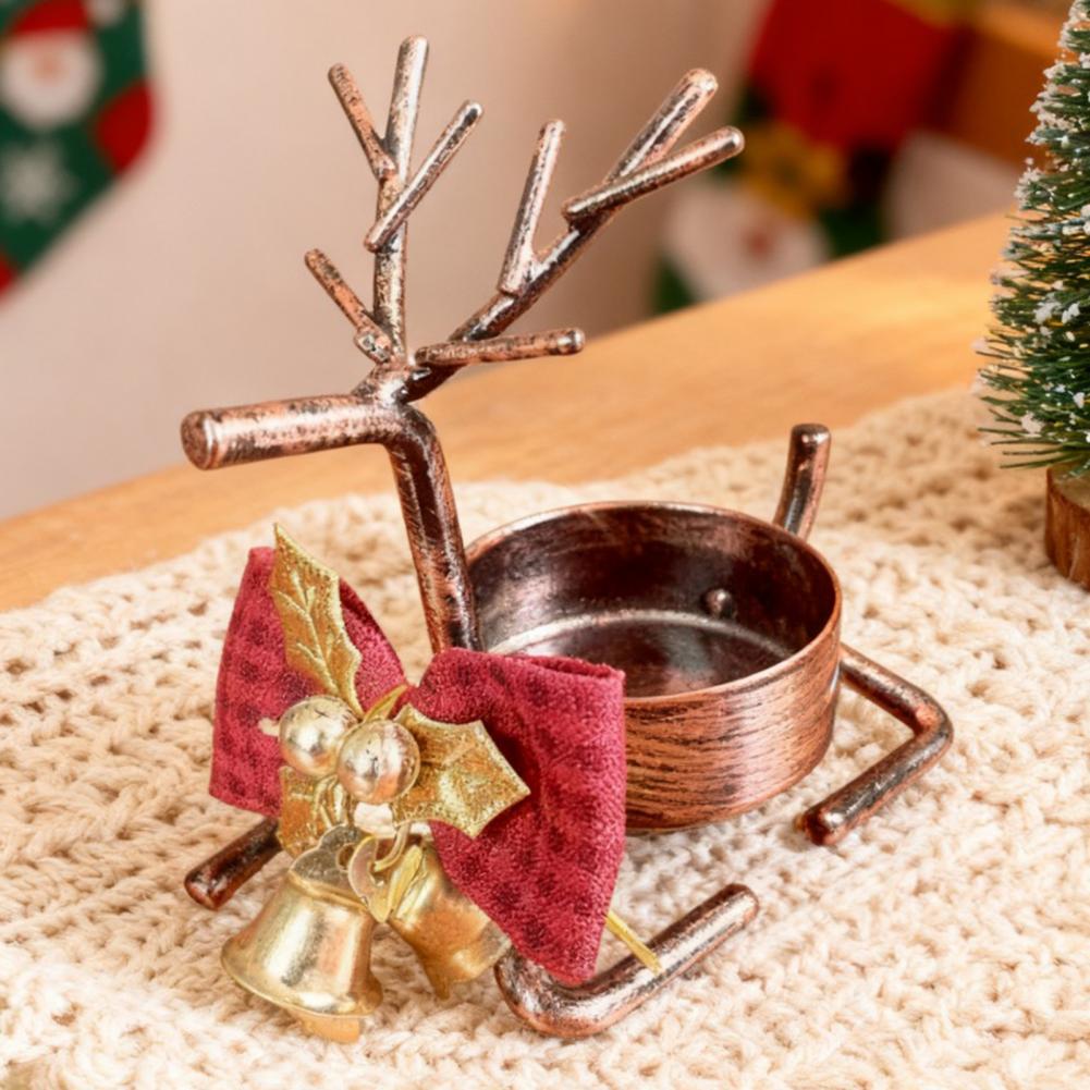 Christmas Reindeer Candle Holder Elegant Gold Christmas Reindeer Tealight Candle Holder for Table Window Decor Festive Holiday