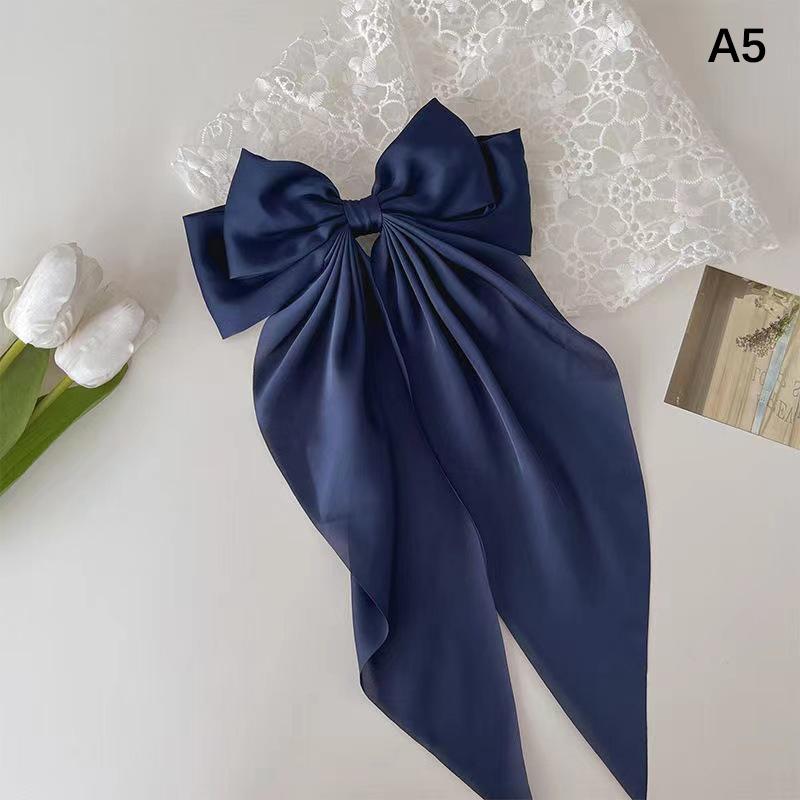 Bow Ribbon Hairpin Headwear Simple Elegant Satin Spring Clip Fixed Hair Clip Retro Party Headdress Red Hair Accessories