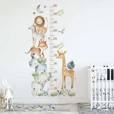 Cartoon Animal Height Ruler Wall Stickers Waterproof Removable PVC Decals Home Decoration