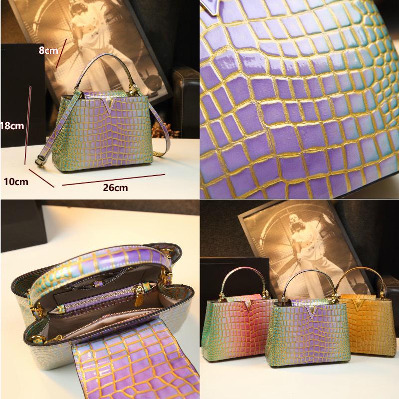 2024 Genuine Leather Crocodile Pattern Tote: Versatile Women's Shoulder & Crossbody Bag