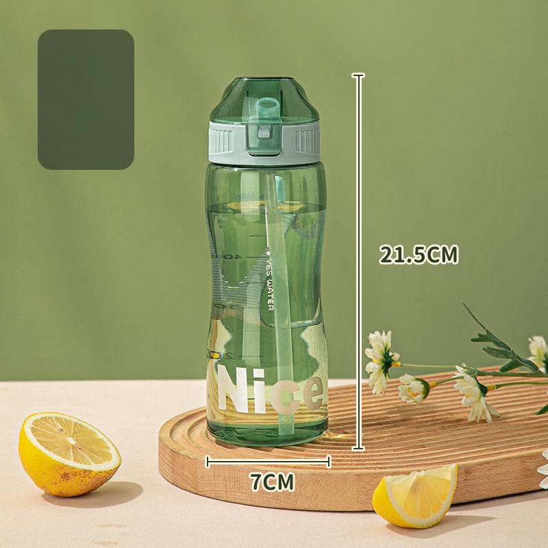 Wasserbecher, für männliche und weibliche Studenten, Sommer-Plastikbecher, handlicher Becher, Strohbecher, tragbarer Outdoor-Sport-Wasserbecher