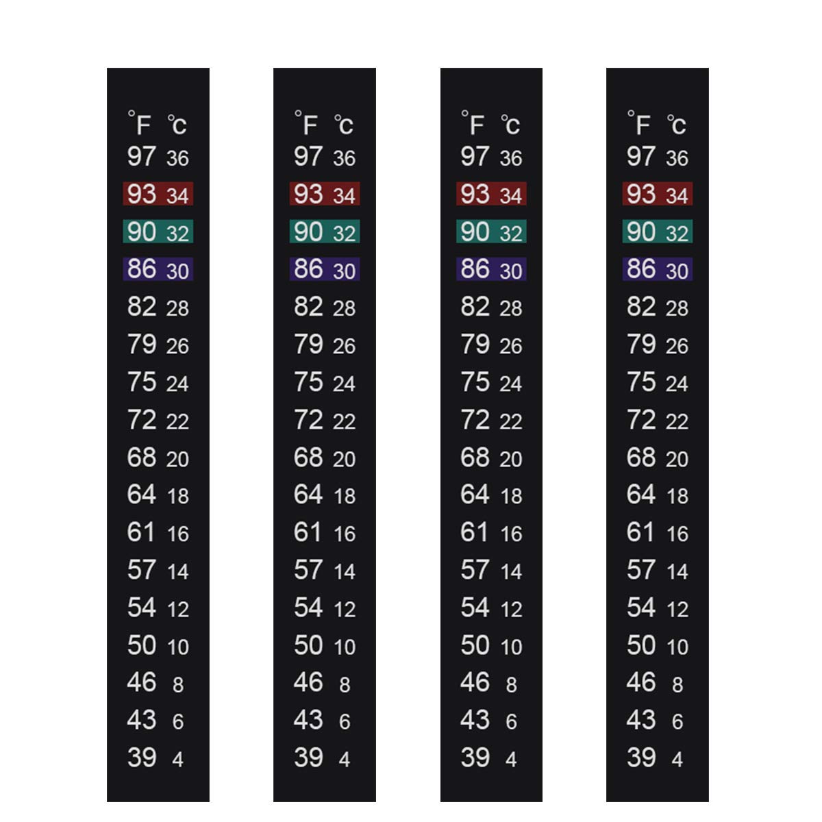 Aquarium Thermometer Strips,Adhesive Kombucha Beer Brewing Temperature Strip,Stick On Strip Thermometer Sticker for Fish Tank/Fermentation Jar 4 Count