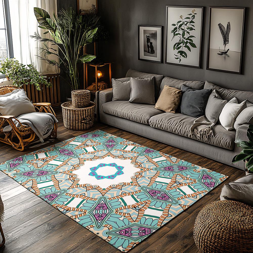 

Modern Geometric Area Rug Non-Slip Washable Floor Mat Living Room Bedroom Decor Stylish Home Accent Rug Indoor Outdoor Carpet 60cm x 90cm