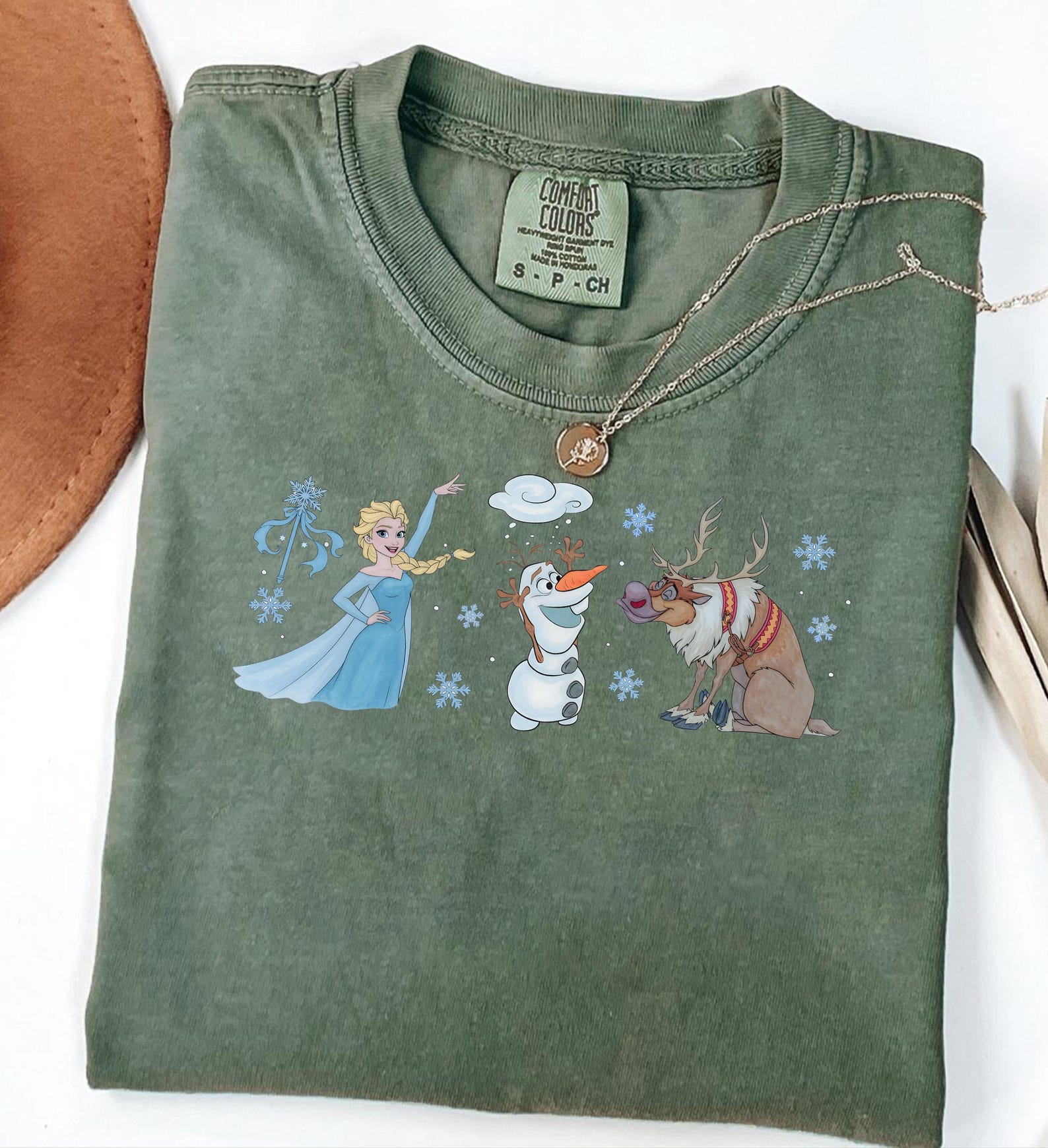 Frozen Elsa Princess Comfort Colors Shirt, Olaf Sven Friends Tee, Disney Girls Trip Top M