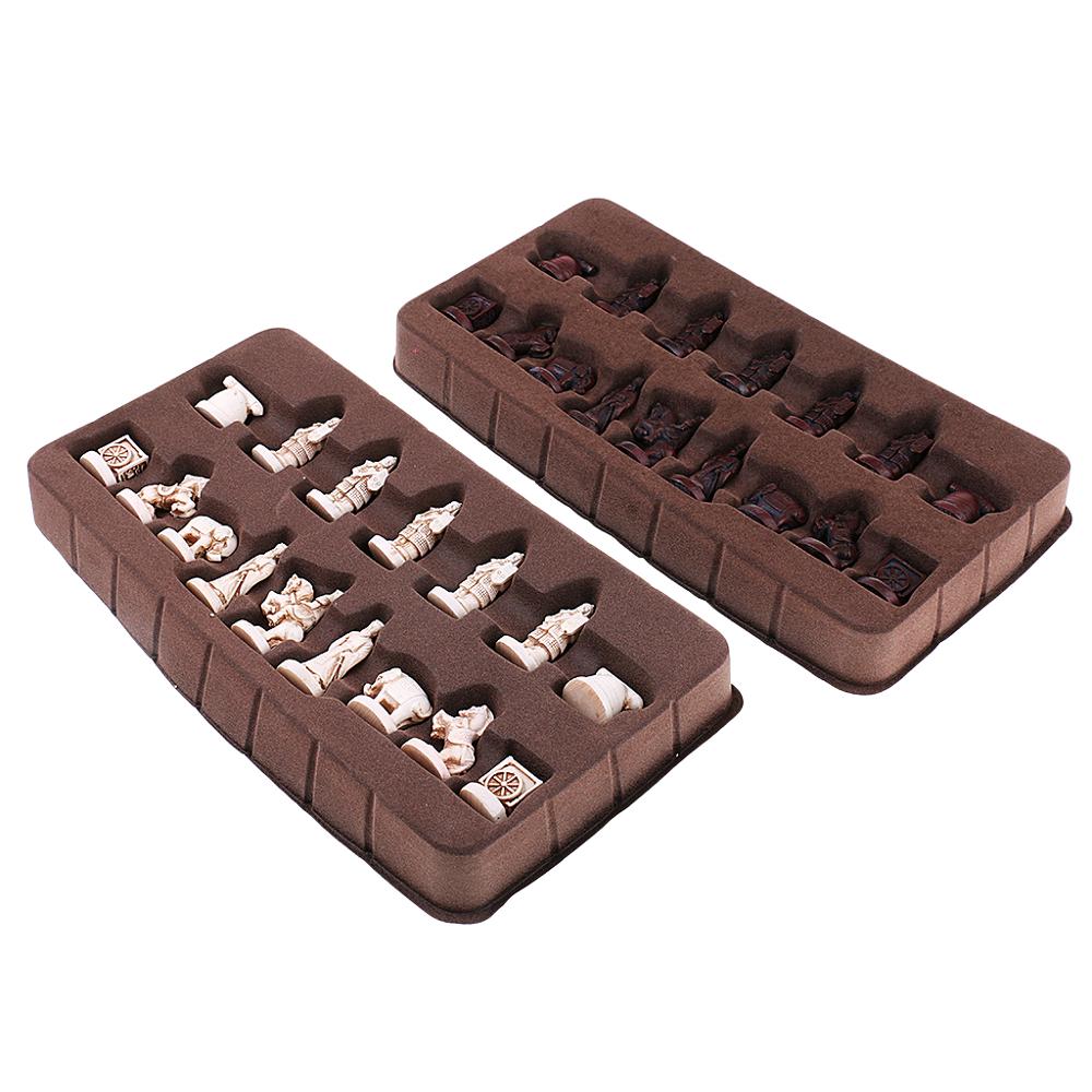 New Vintage Stereoscopic Chess Folding Imitation Leather Chess Board Chinese Traditional Chess Xiangqi Handicraft Pieces Set