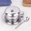 Stainless Steel Coffee Cup With Tray Spoon With/Without Lid Heat Resistant Mug Drink Tableware Kitchen Cafe Accessories