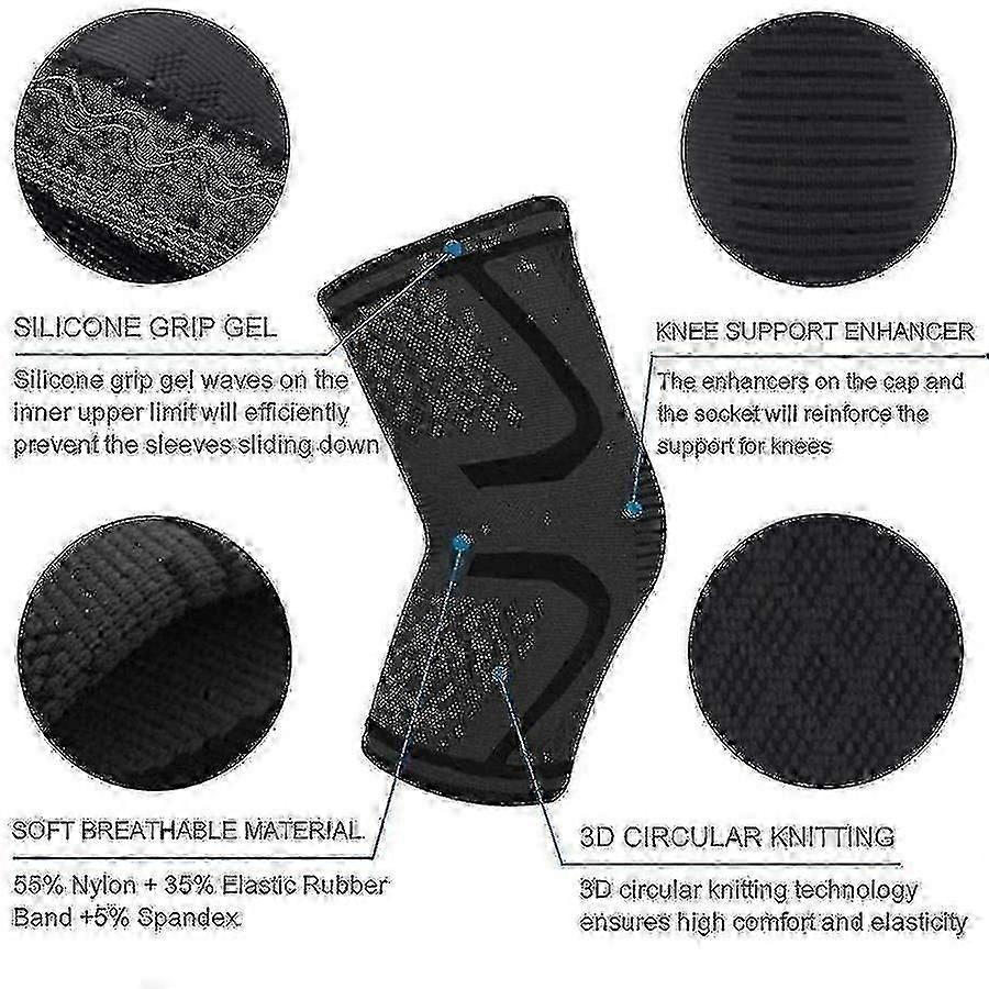 2026 Hot!! 2 Pack Knee Brace Compression Sleeve Support For Men Running Riding Silicone Antiskid Knee